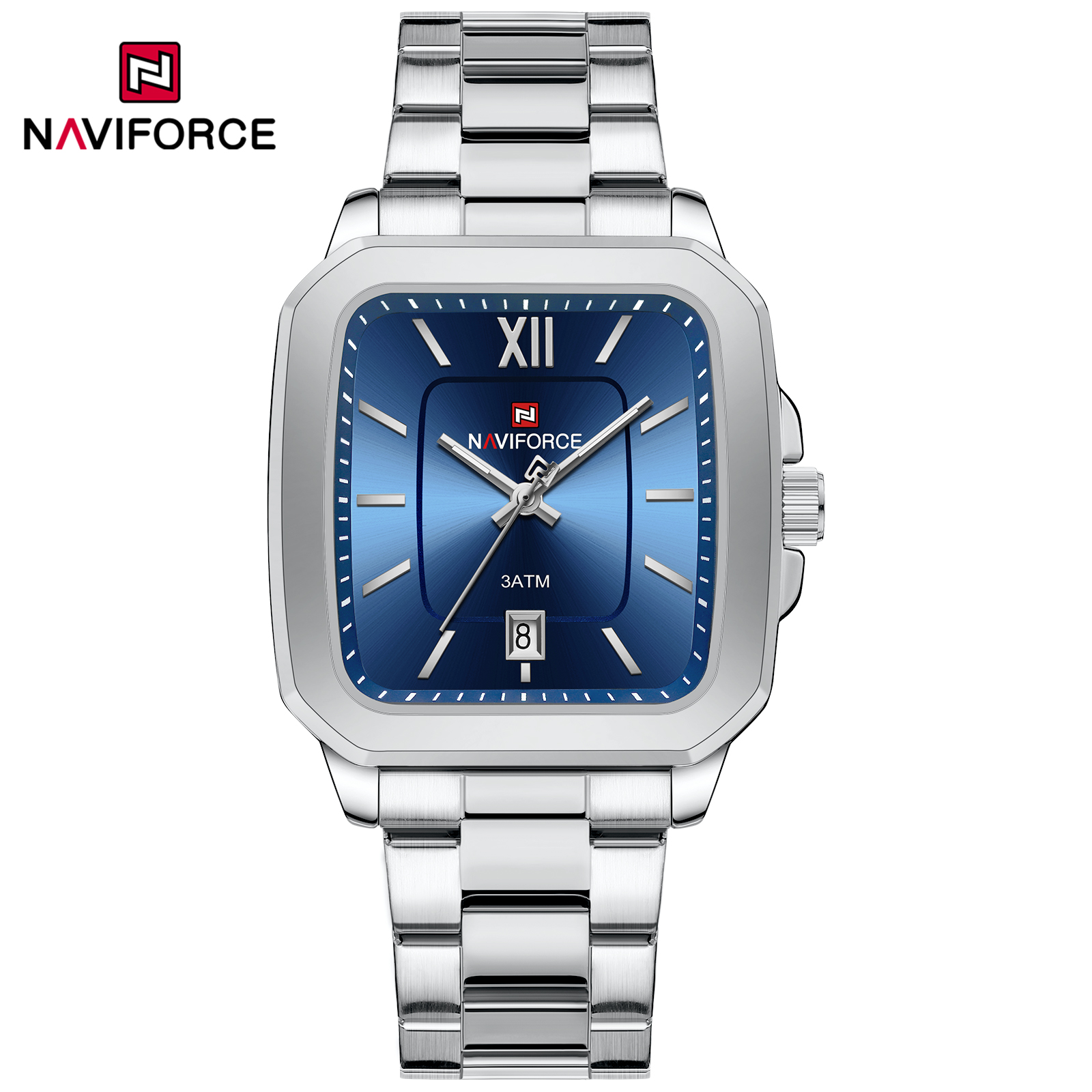 ساعت مچی مردانه Naviforce مدل NF9239 | بند استیل نقره ای ، صفحه آبی |کلاسیک