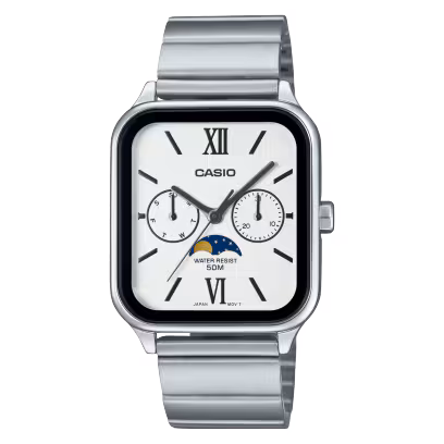 ساعت مچی مردانه کاسیو بند استیل Moon phase مدل MTP_M305D_7A2