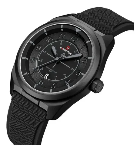 ساعت مچی مردانه Naviforce مدل NF9281 | بند سیلیکونی مشکی، صفحه و قاب مشکی | اسپرت و مقاوم